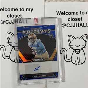 Panini Autographs Laiaitu Latu - Blue & Gold Accents